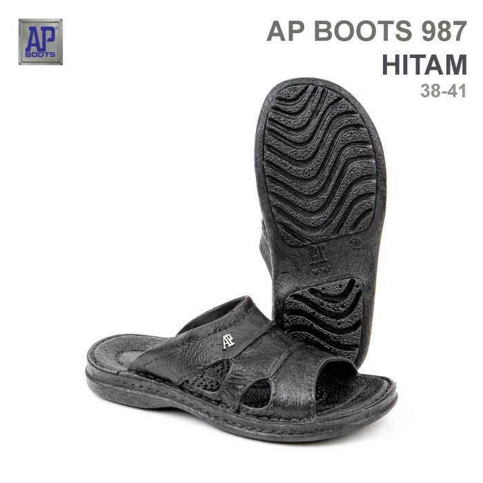 ❰PREMIUM❱ -Best Quality Ap Boots 987 Hitam - Sandal Selop - 38