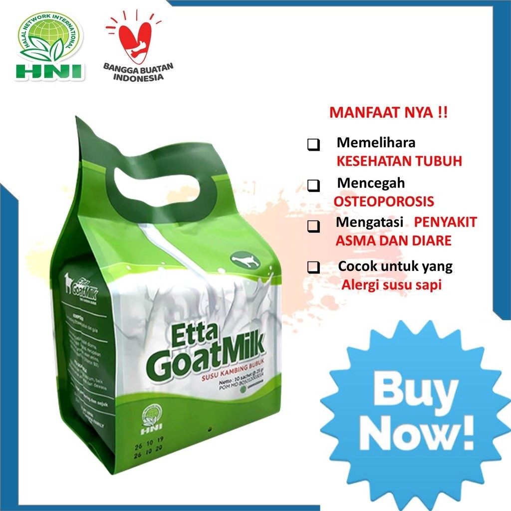 

HNI HPAI - ETTA GOAT MILK SUSU KAMBING ETTAWA TINGGI PROTEIN TINGGI KALSIUM SUSU KAMBING ORGANIK AnSajKH01