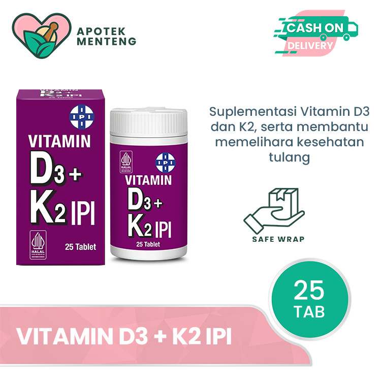 IPI Vitamin D3 + K2 25 Tablet - Suplemen Vitamin D3 dan K2
