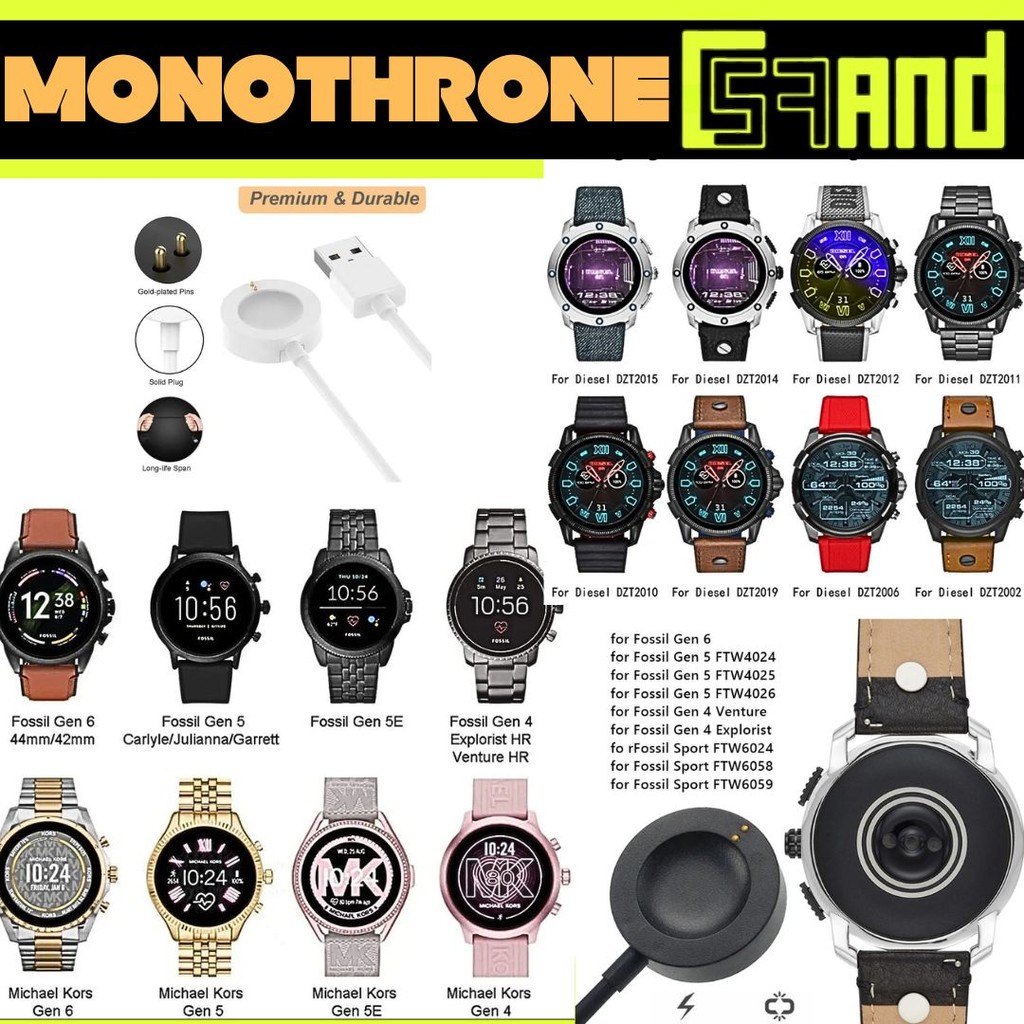 Kabel Charger USB Fossil Gen 4 5 5E 6 Fossil Q Sport Charger Michael Kors Armani Fossil