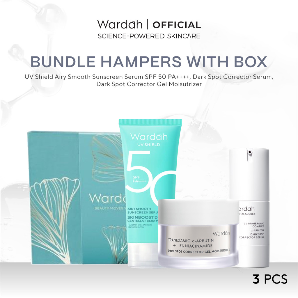 WARDAH Paket Skincare Moisturizer Gel, Crystal Secret, dan Airy Smooth Sunscreen