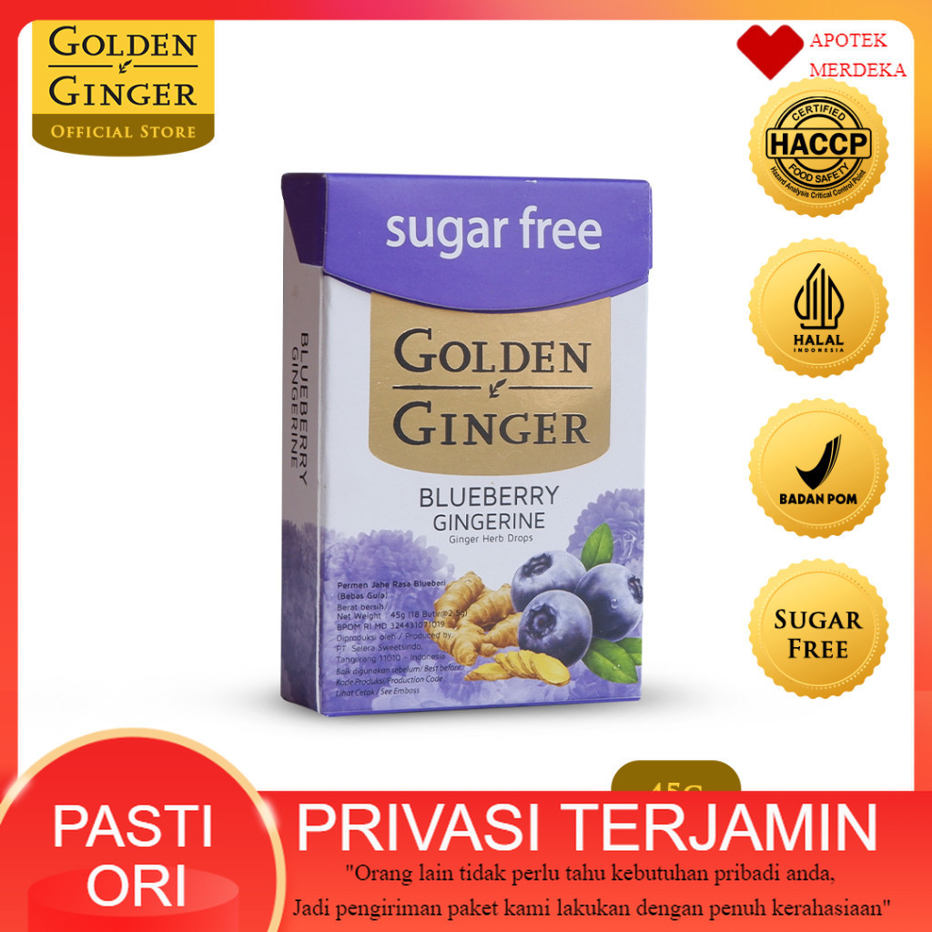 

Golden Ginger Bluberry Gingerine Sugar Free 45 gr