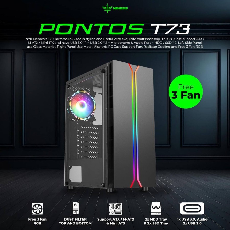 Casing PC Case Gaming NYK Nemesis PONTOS T73
