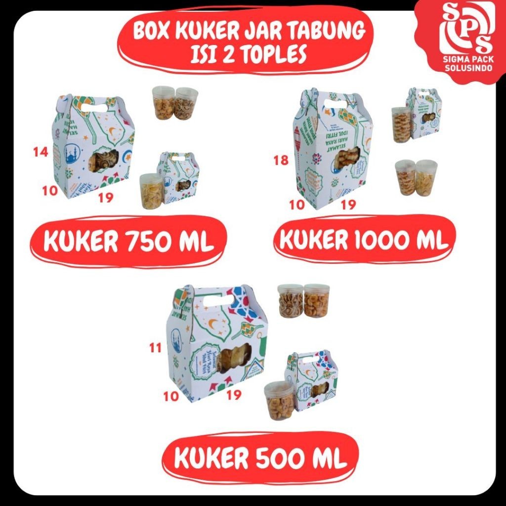 

Box Kuker Jar Isi 2 19x10x11 / 19x10x14 / 19x10x18 Toples 500ml/750ml/1000ml Kardus Kue Kering / Idul Fitri /Hampers / Lebaran / Gable Box Polos/Motif/ Kue Kering MEDIAPACK