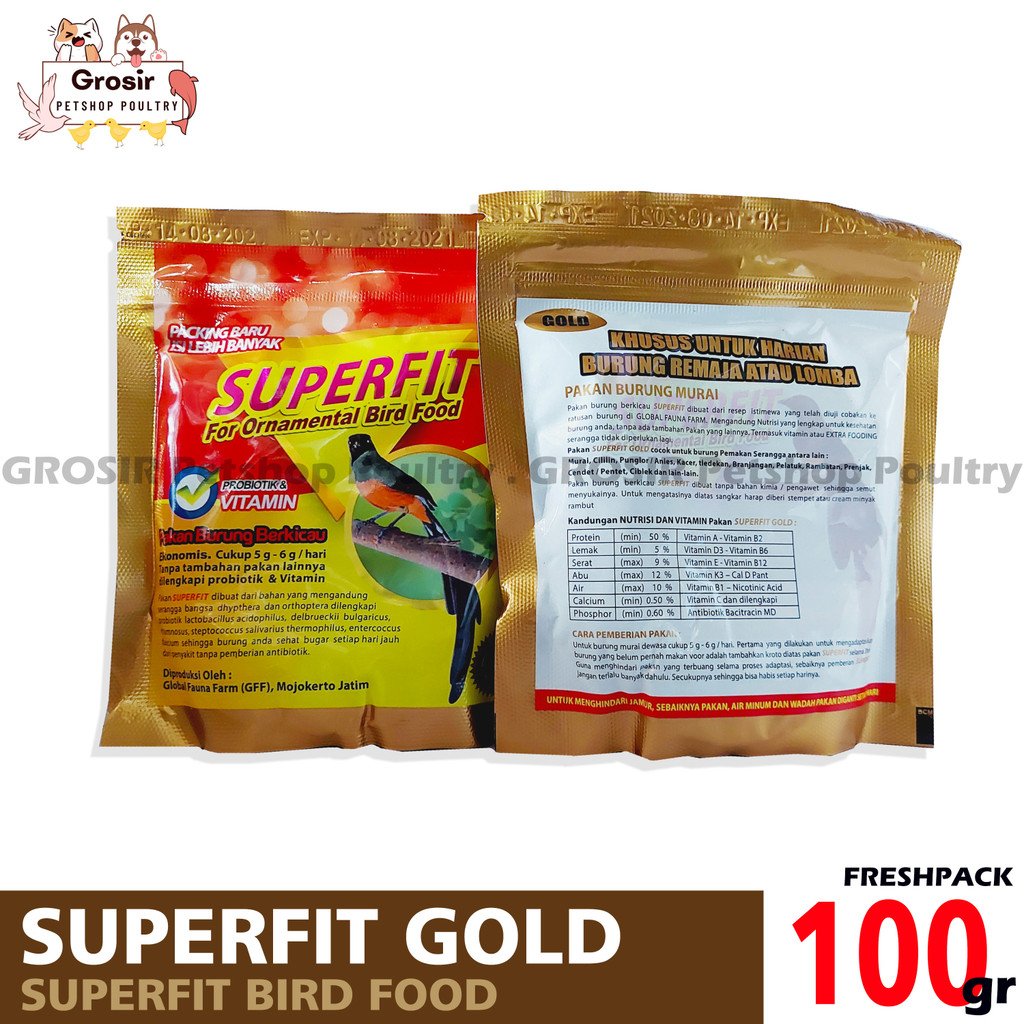 PAKAN VOER PUR SUPERFIT GOLD HIGH PROTEIN MAKANAN HARIAN BURUNG MURAI KACER CIBLEK CUCAK SUPERFIT