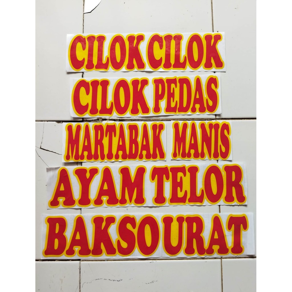 

Stiker Tulisan Dagang untuk Etalase dan Gerobak