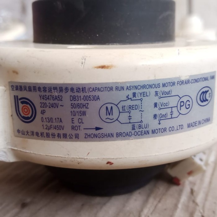 D90 Motor Fan Indoor AC Split Samsung Y4S476A52 DB31-00530A 220-240V 50/60Hz 4P 10/15W 0.13/0.17A E 