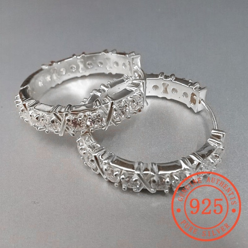 HuaLen S925 Desain Ceruk Perak Anting-anting Salib Mewah Ringan Kelas Atas, Anting-anting Indah Wani