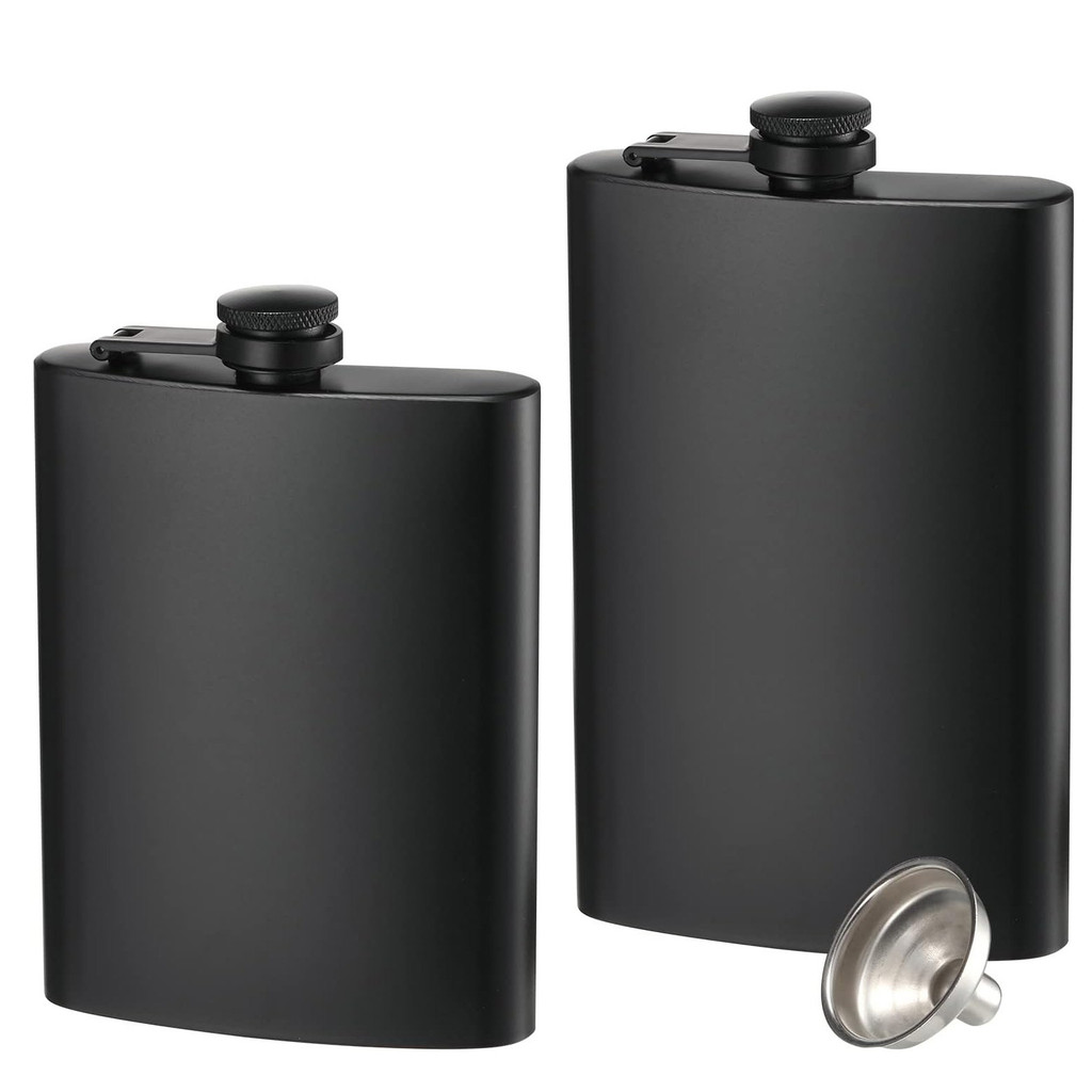 6 8 12 oz Stainless Steel full-black Hip Flask with Funnel Pocket Hip Flask Alcohol Whiskey Hip Flas