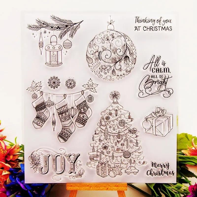 

Clear Rubber Stamps Scrapbooking Christmas tree and sock Sheet Silicone Seals Craft Stencil Stamps Paper Card Making Template
