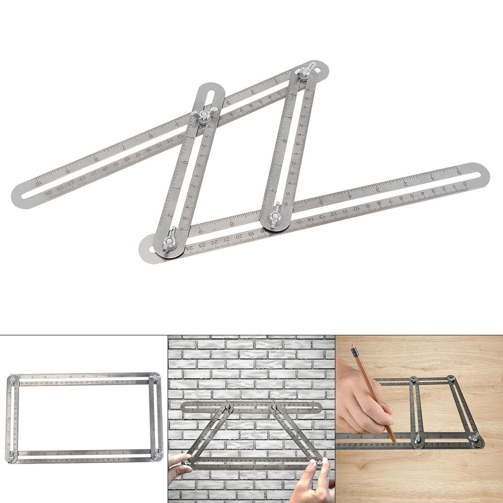 

Multifunction Folding Ruler Special Shaped Measurement Stainless Steel Movable Four Fold Ruler Multi Angle Ruler Measuring Tools