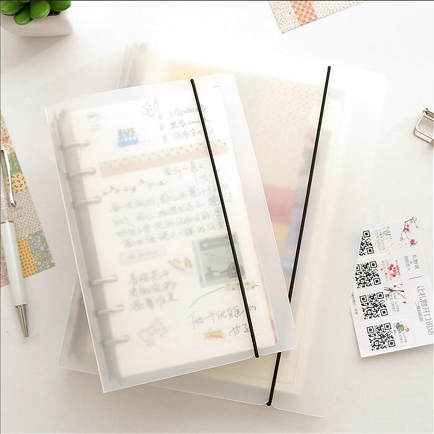 

6 Holes Translucent PP Loose Leaf Spiral Binder Matte Notepad Camp for Notebook A5 A6 A7 Accessories Stationery Supplies