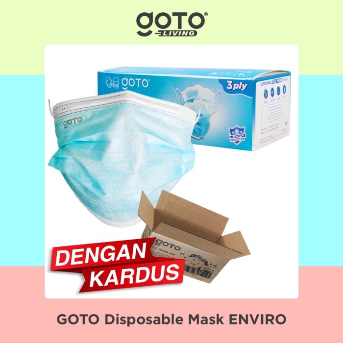 Goto Enviro Mask 3 Ply Facemask Masker 3Ply - 50Biru Earloop