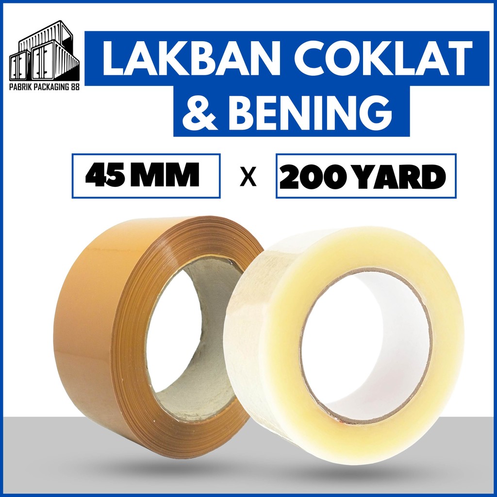 

Lakban Bening Coklat 2 Inch 200 Yard Plakban Bening Coklat 45MM 2” Inci 200Yard Lakban Bening 2 Inch 200 Yard 45mm 48mm 2" 200Y Tape Plakban Isolasi