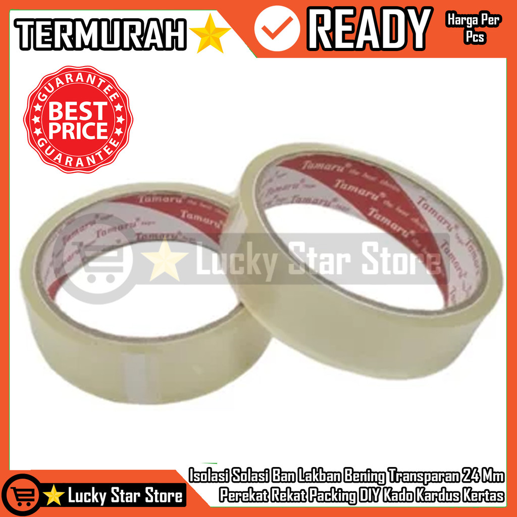 

Lem Lim Glue Lentur Perekat Rekat Packing DIY Paket Kado Kardus Kertas Isolasi Solasi Selasi Ban Lakban Bening Transparan Uk 24 Mm 1 Inchi Selotip Solatip Masking Tape Kuat Awet Original High Quality Roll Rol Gulung ATK Office HUM Sekolah Rumah Tangga