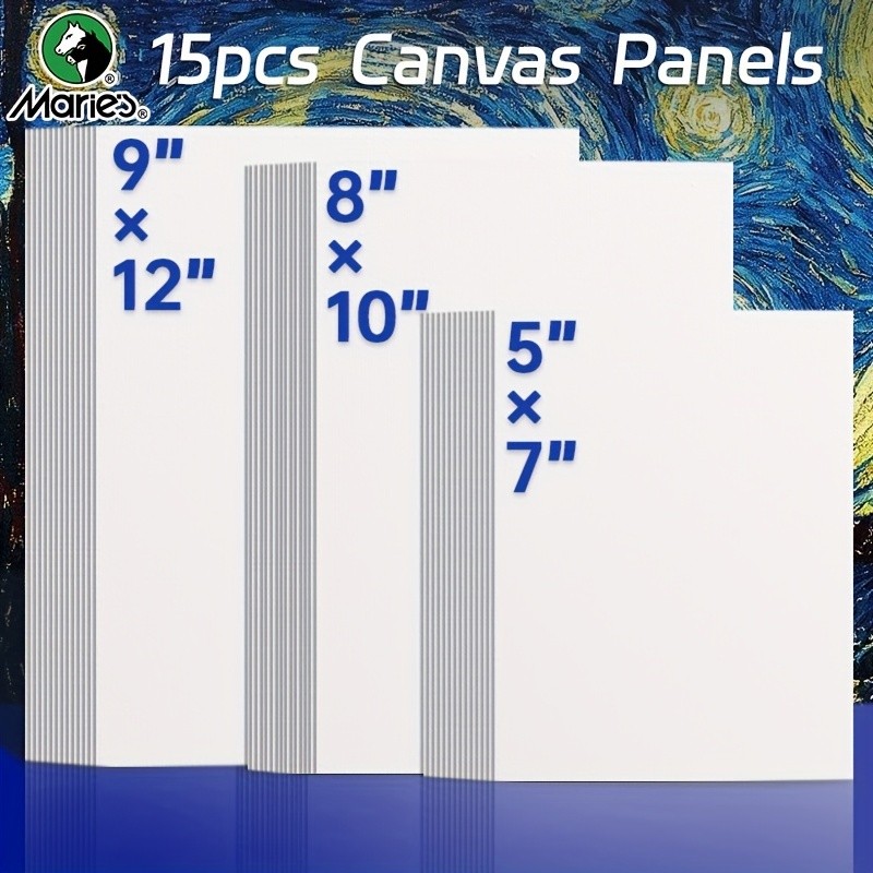 

15pcs Blank Canvas Panels in Bulk, 5x7",8x10",9x12" White Canvas for Painting,Pouring,Watercolor,Gouache for Artists & Adults