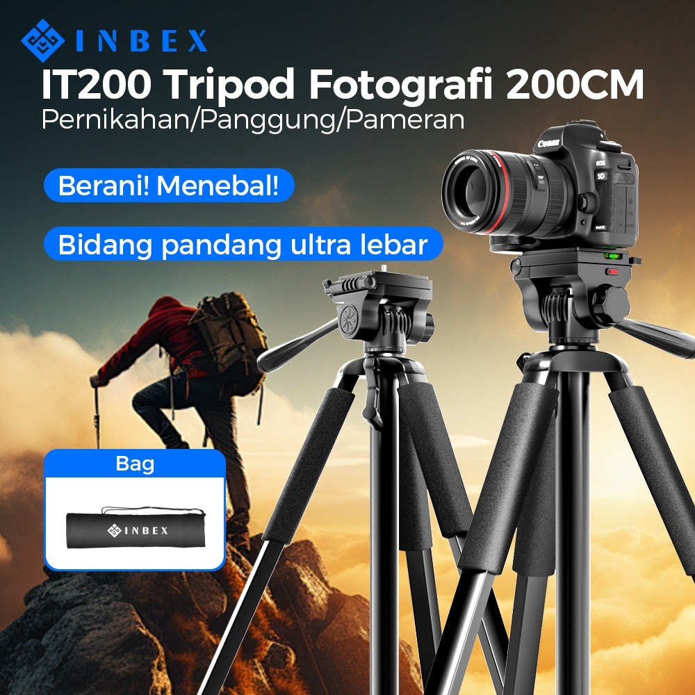INBEX IT200 2M Tripod Bluetooth Remote Kamera DSLR Tripod Besar Profesional Photographydenga
