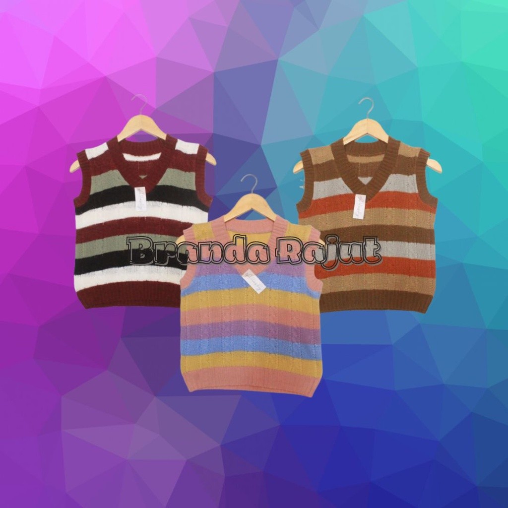 Rompi Vest Cable Rainbow Rajut Anak / Rompi Rajut Pelangi / Rompi Pelangi / Vest Anak Warna-Warni / 