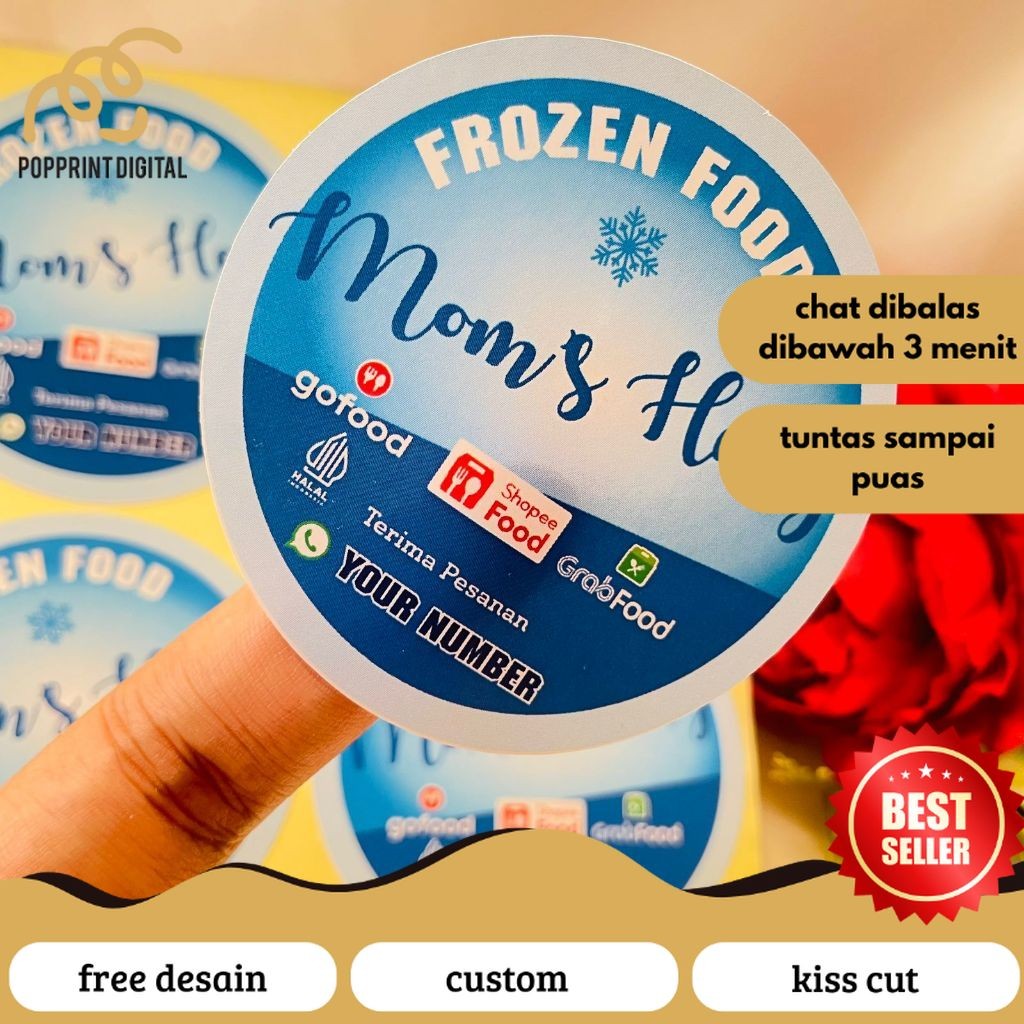 

PopPrints 2-4 Cetak Label Frozen Food Stiker Chromo Makanan Beku Logo Sticker Free Desain Uk.Kecil