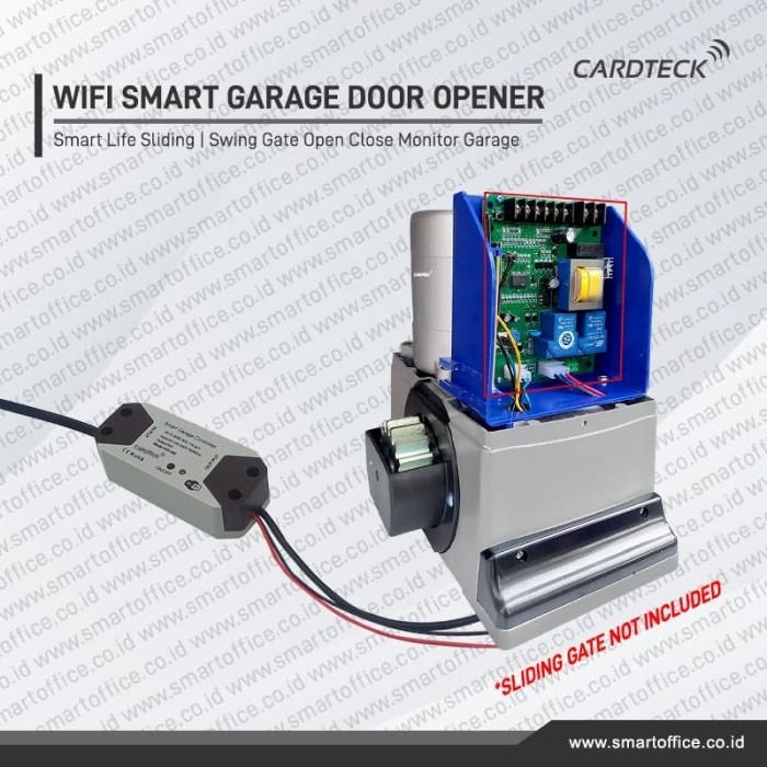 

LARIS -Smart Life Sliding Gate Opener Google Home Open Close Monitor Pagar Otomatis CARDTECK SG801 Smart Garage