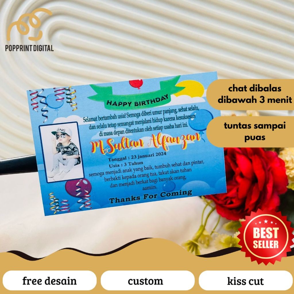 

PopPrints Cetak Sticker Ulang Tahun Anak Custom Chromo Persegi Stiker Label Hampers Ultah Birthday