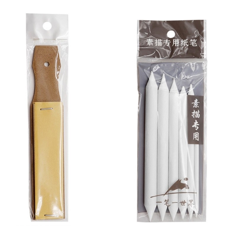 

3/6PCS Blending Stumps and Tortillions for Charcoal Pencil Or Crayon Drawing, Sandpaper Pencil Sharpener for Sketching