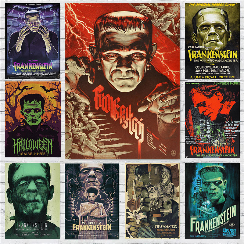 

Classic Horror Movie Frankenstei Monsters Vintage Character Poster Print Wall Art Pictures Canvas Painting Room Home Decor Gift