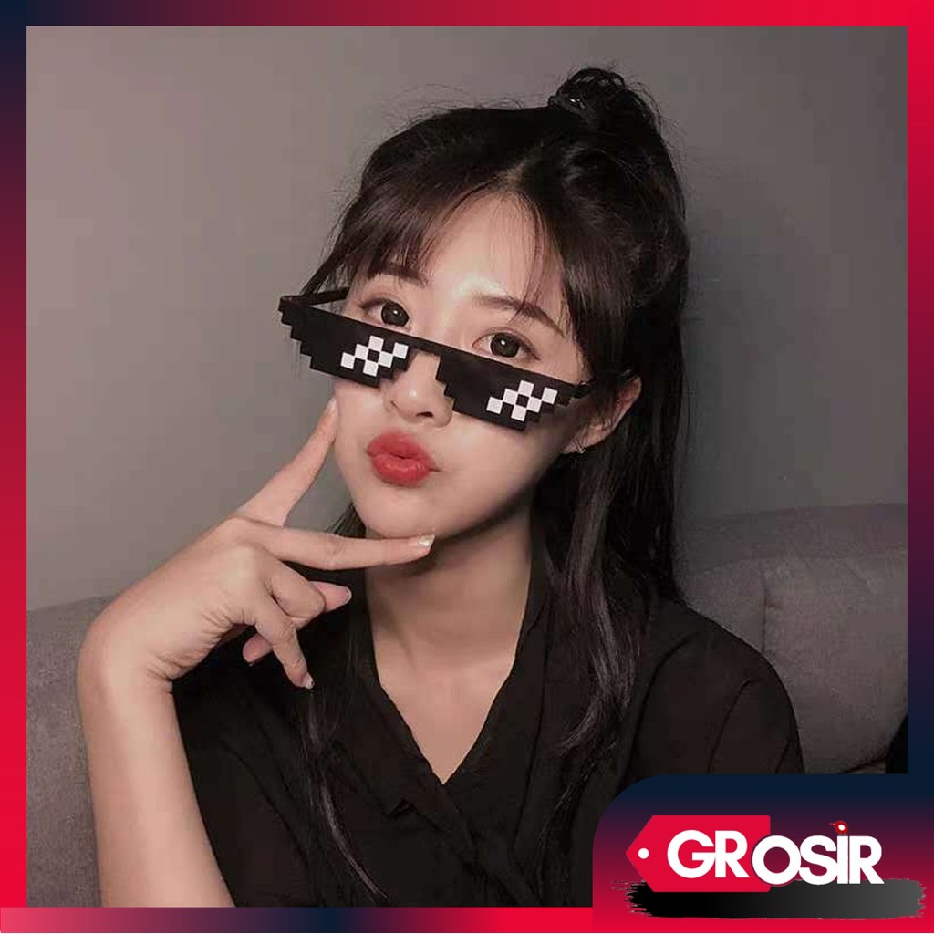 Grosir - F5348 Kaca Mata Thug Life / Kacamata Mainan Anak Minecraft / Kacamata Thug Life Mosaic Fash