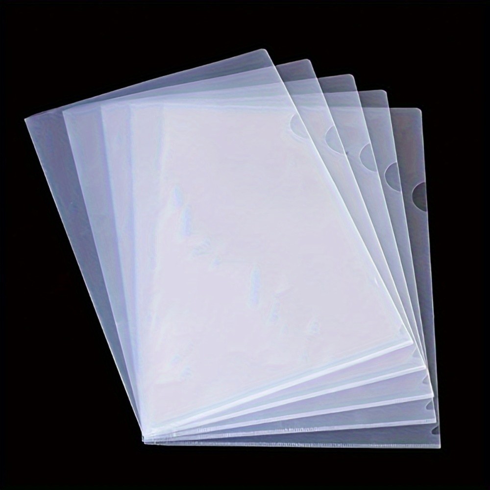 

30 Pack PVC L-Shaped A4 Document Folders, Transparent File Envelopes for Office and Home Organization
