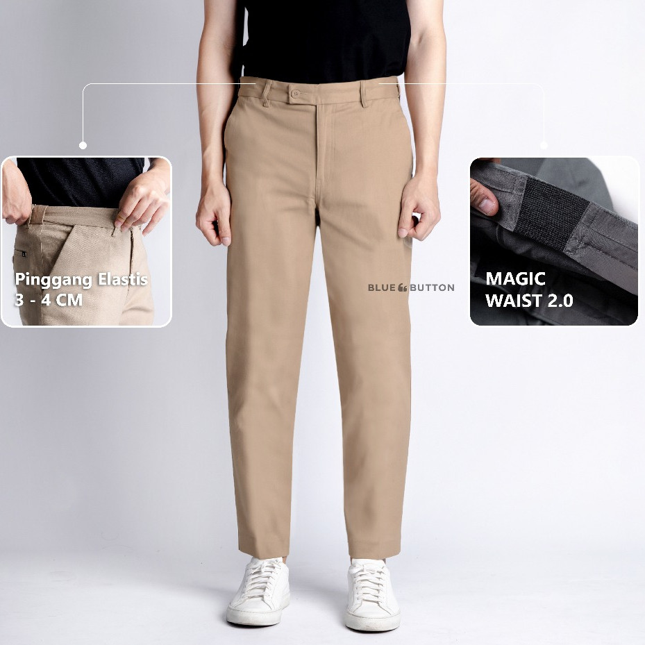 BlueButton Celana Chino Ankle Pants Slim Fit Khaki LIE