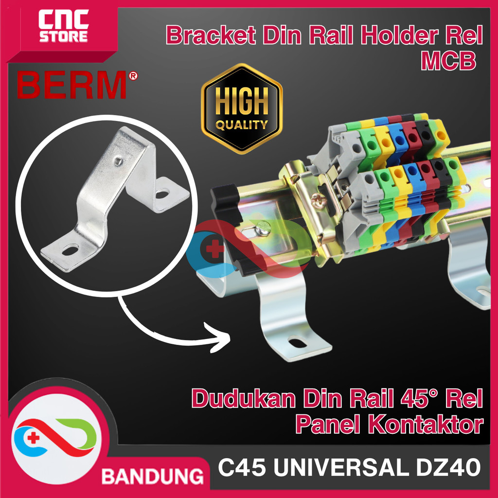 Bracket Din Rail holder Rel MCB Dudukan Din Rail 45 Derajat Rel Panel Kontaktor C45 UNIVERSAL DZ40