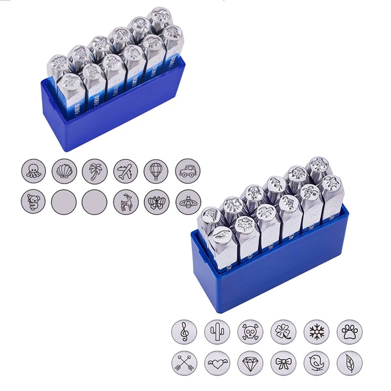 

6Mm Metal Stamp Punch Tool Aluminium Leather Symbol Punching Stamps Tools Craft For Stamping 12 Patterns