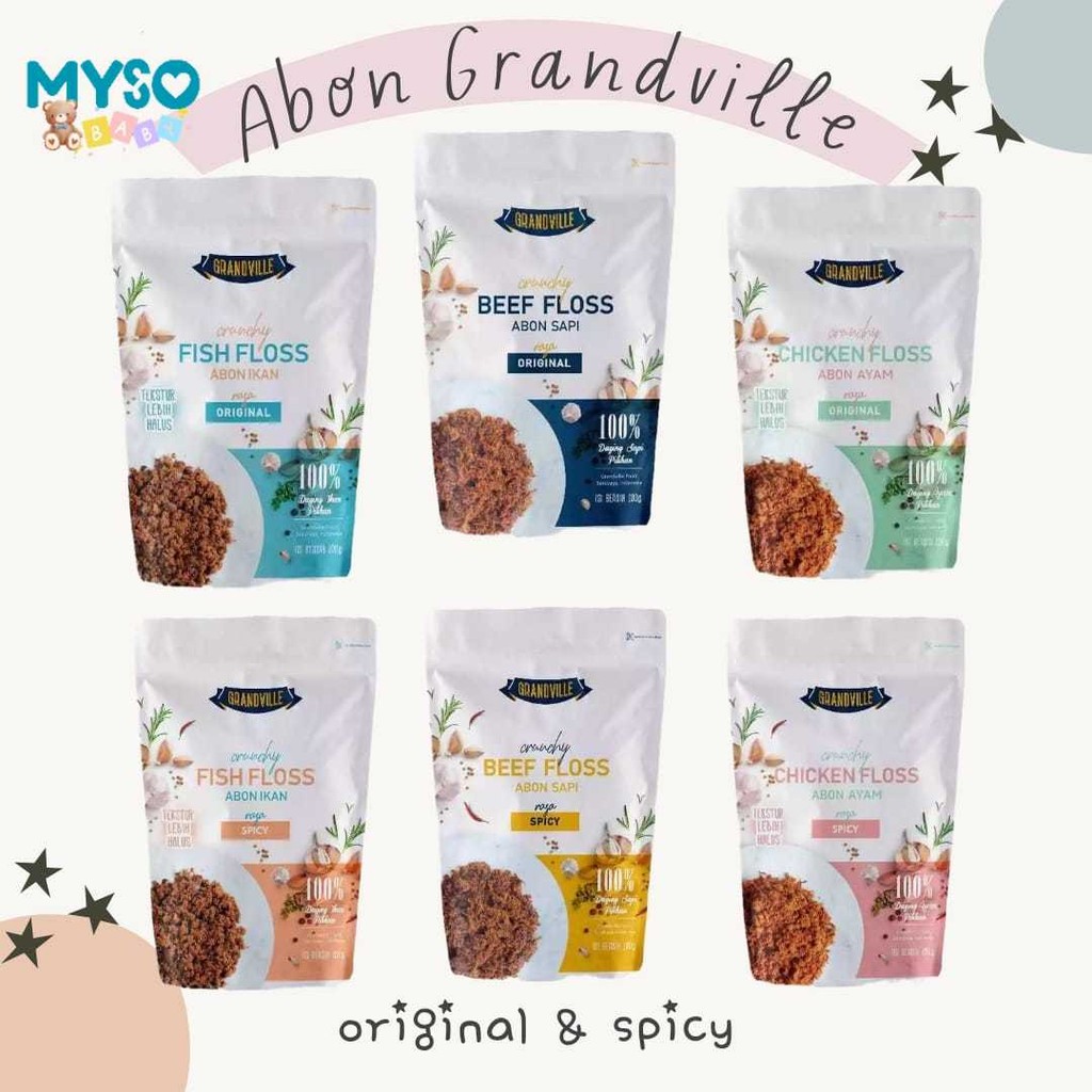 

Grandville Abon sapi ayam ikan 100gr crunchy floss beef chicken fish original spicy mpasi anak bayi