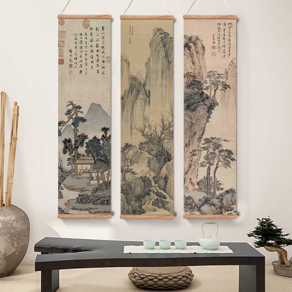 

Chinese feng shui ink painting landscape painting trational classic art souvenir gift wall art hanging scroll painting canvas