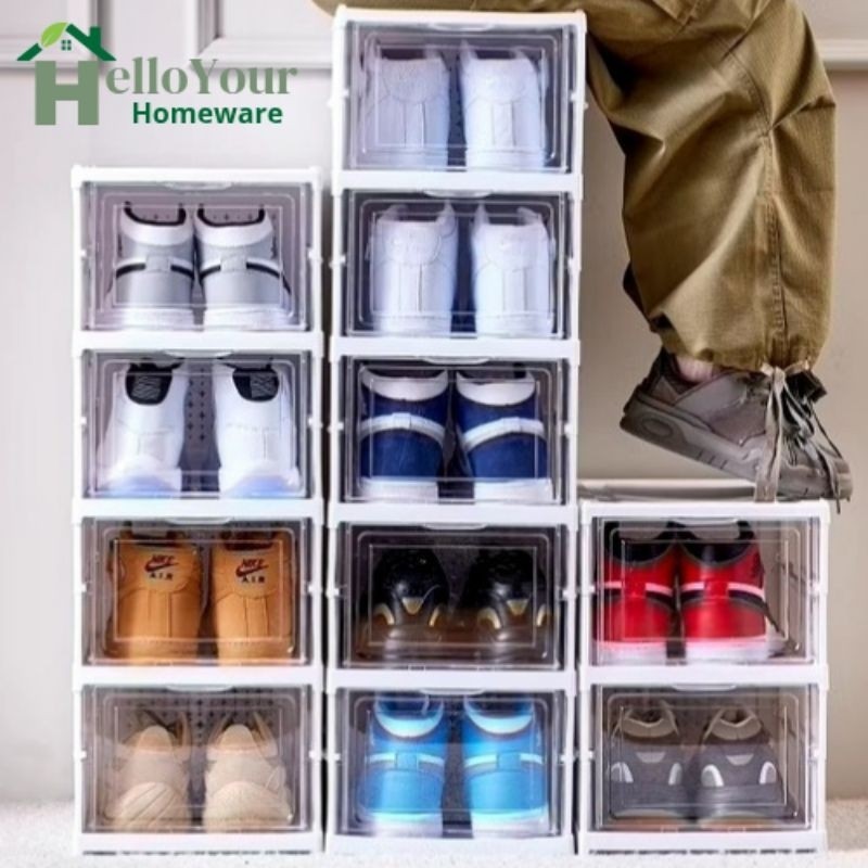 Kotak Sepatu Susun Rak Sepatu Sendal Anak Dewasa Lipat Minimalis Kotak Sepatu Portable