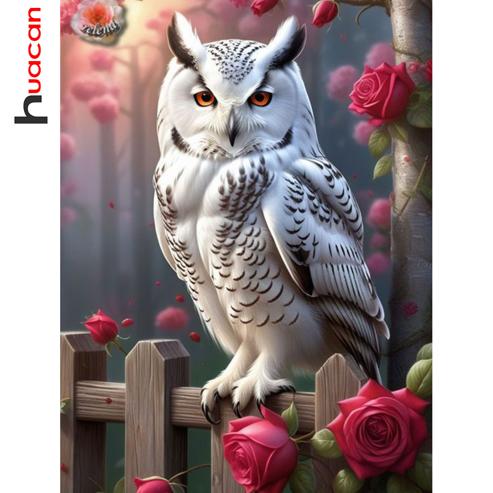 

Huacan Diamond Painting Owl Animal Rhinestone Pictures 5D DIY Diamond Mosaic Flower Rose Handmade Home Decor Holiday Gift