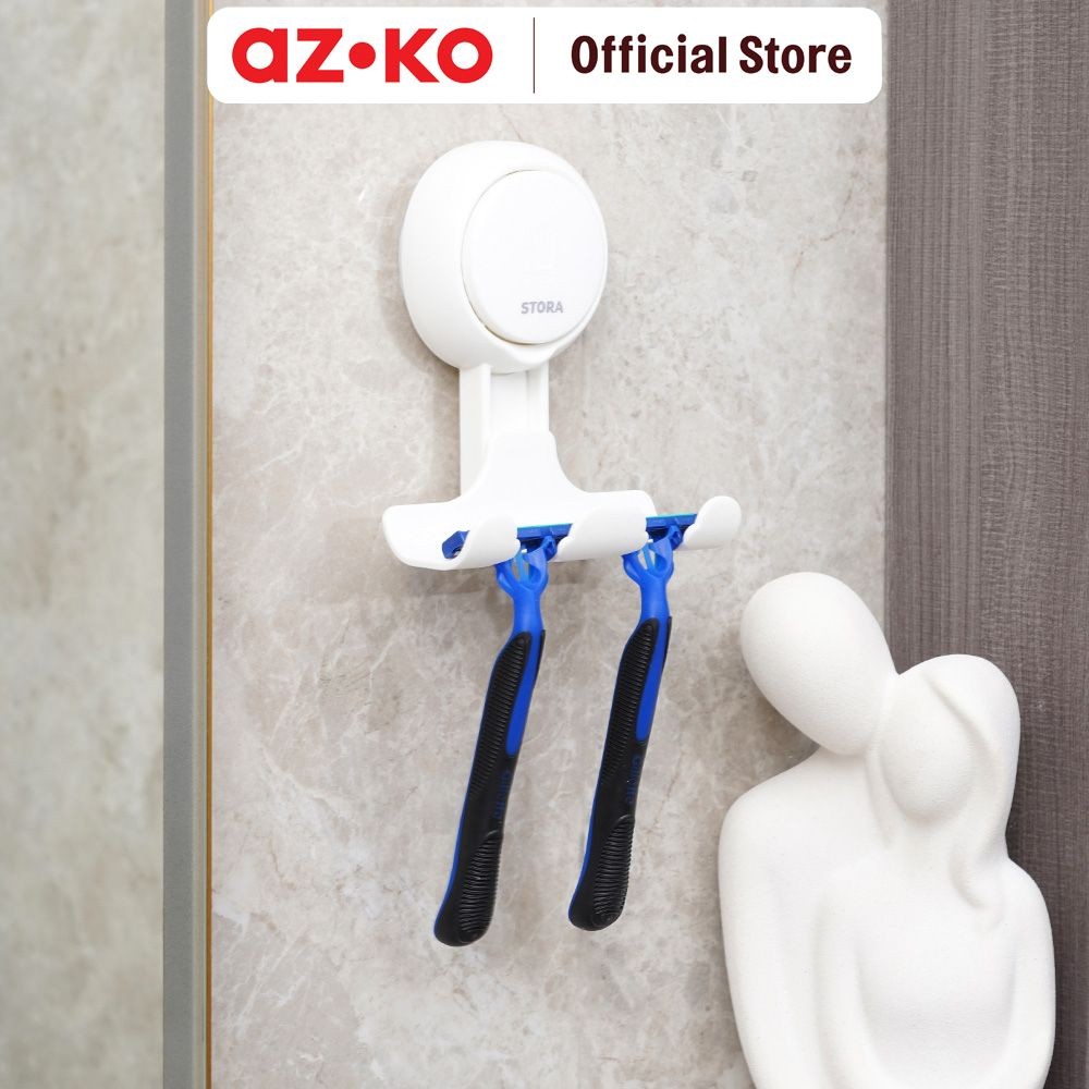 AZKO Stora Tempat Pisau Cukur Dengan Suction Aw817 - Putih Tempat Cukuran Dinding Holder Shaver Wada