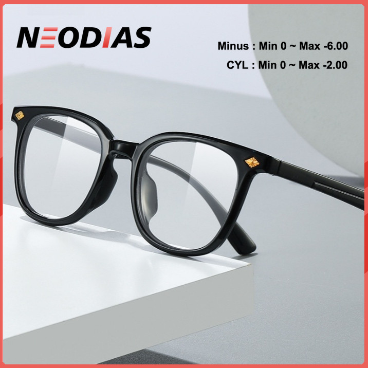 NeoDias Kacamata Minus Wanita Pria Photocromic Vintage Bulat Frame 2 in 1 Korea Fashion Anti Radiasi