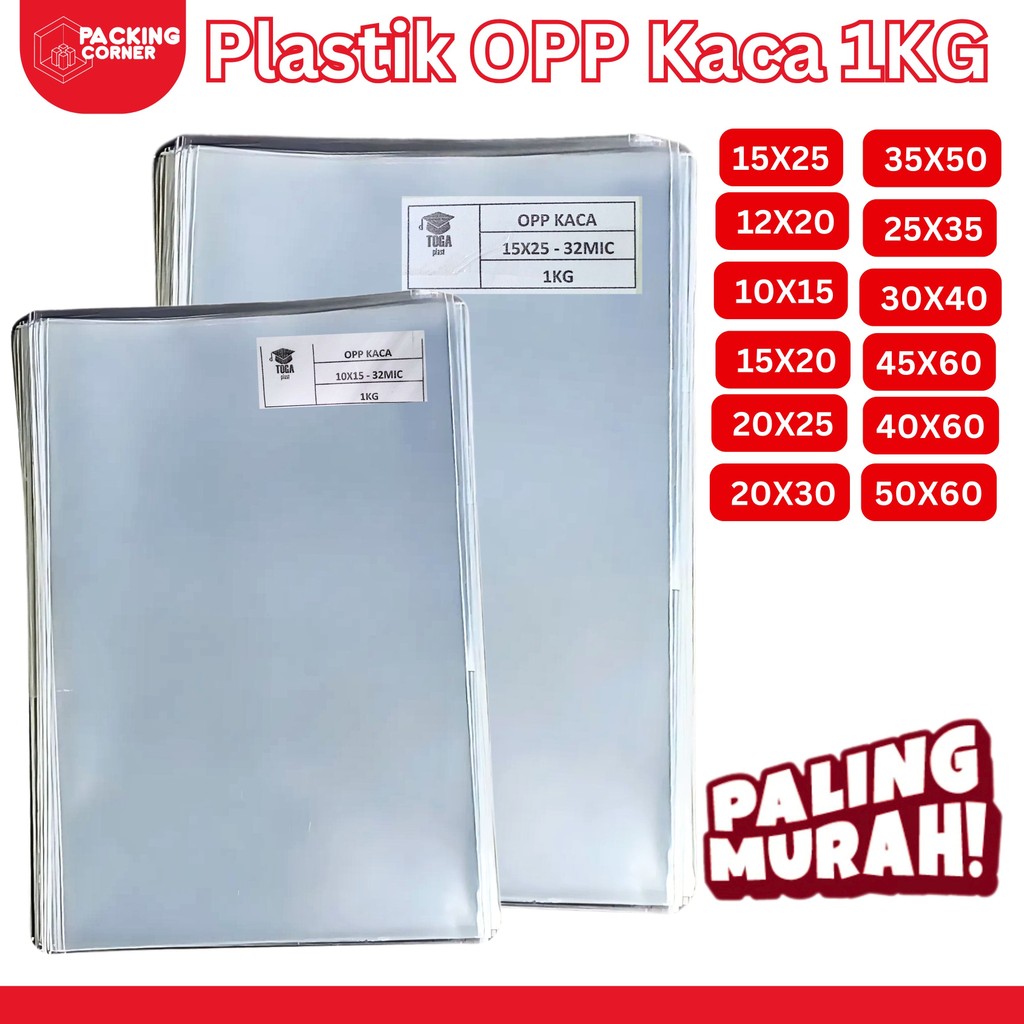1KG Plastik OPP Kaca Bening Tebal Tanpa Lem Plastik OPP Souvenir Besar Kiloan Paling Banyak