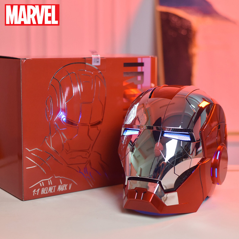 New AutoKing 1:1 Mk5 Iron Man Helmet Cosplay Voice Control Eyes with Light Model Toys for Adult Elec