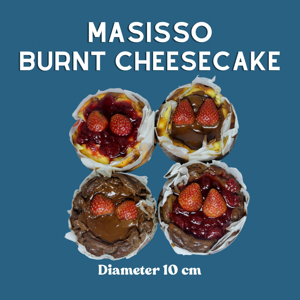 

Masisso Baked - Chocolate Burnt Cheesecake Premium Topping Nuttela Strawberry / Strawberry Jam size 10 cm