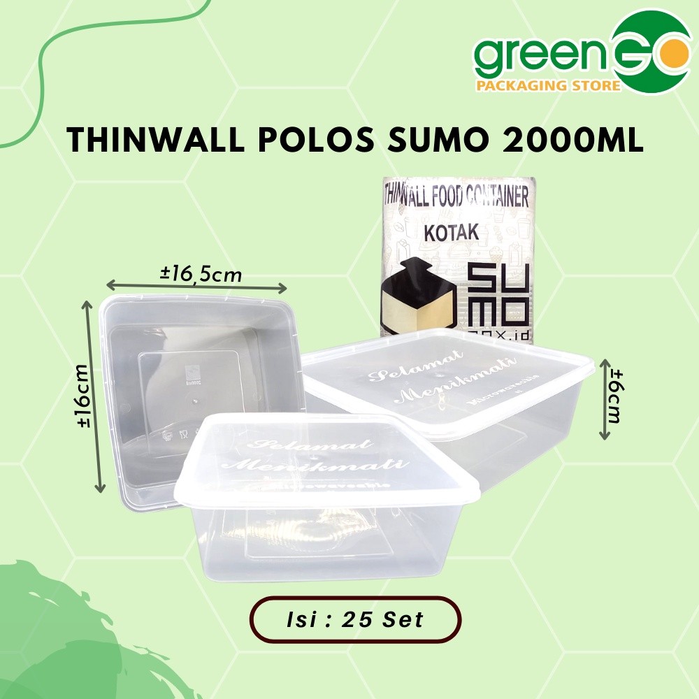 [LW] THINWALL SUMO PERSEGI 2000ML 25 SET KOTAK MAKAN TOPLES PLASTIK BESAR KOTAK BEKAL PLASTIK SEKALI