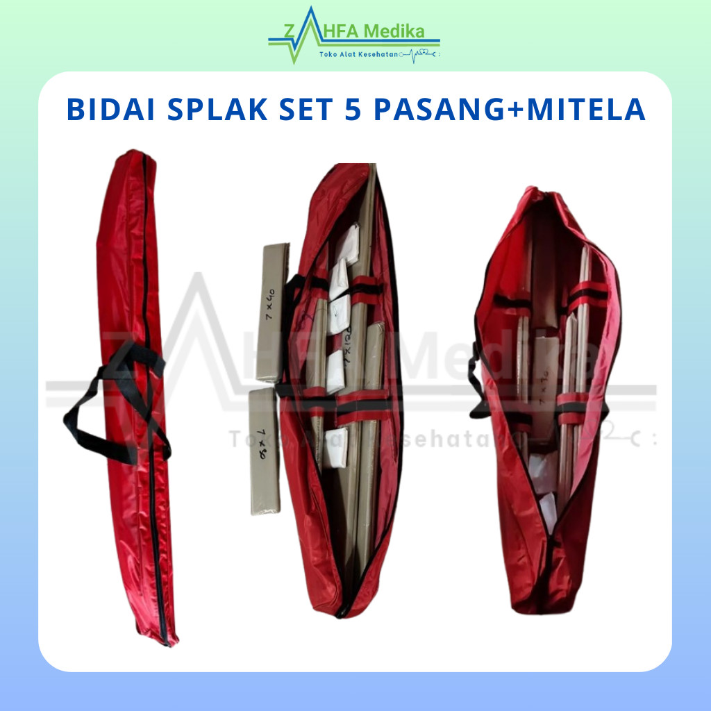 Bidai Set Patah Tulang/ Splak Set Mitela PMR/ Spalk Set + 5 Mitela P3K Lengkap