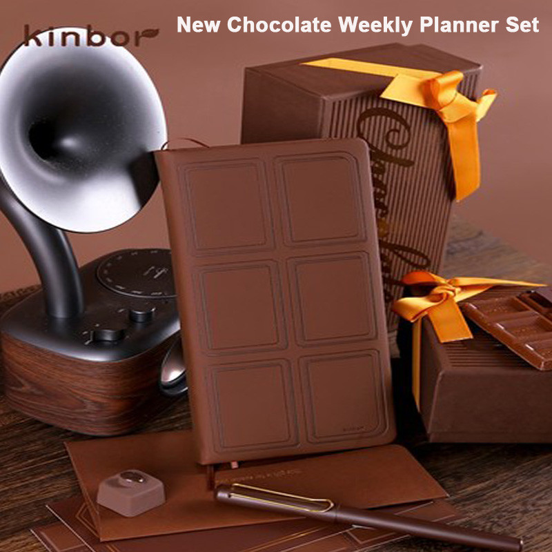 

Kinbor Weekly Planner Fountain Pen Set, Creative Chocolate Mode Life Management Checklist Premium Notebooks Stationery блокнот