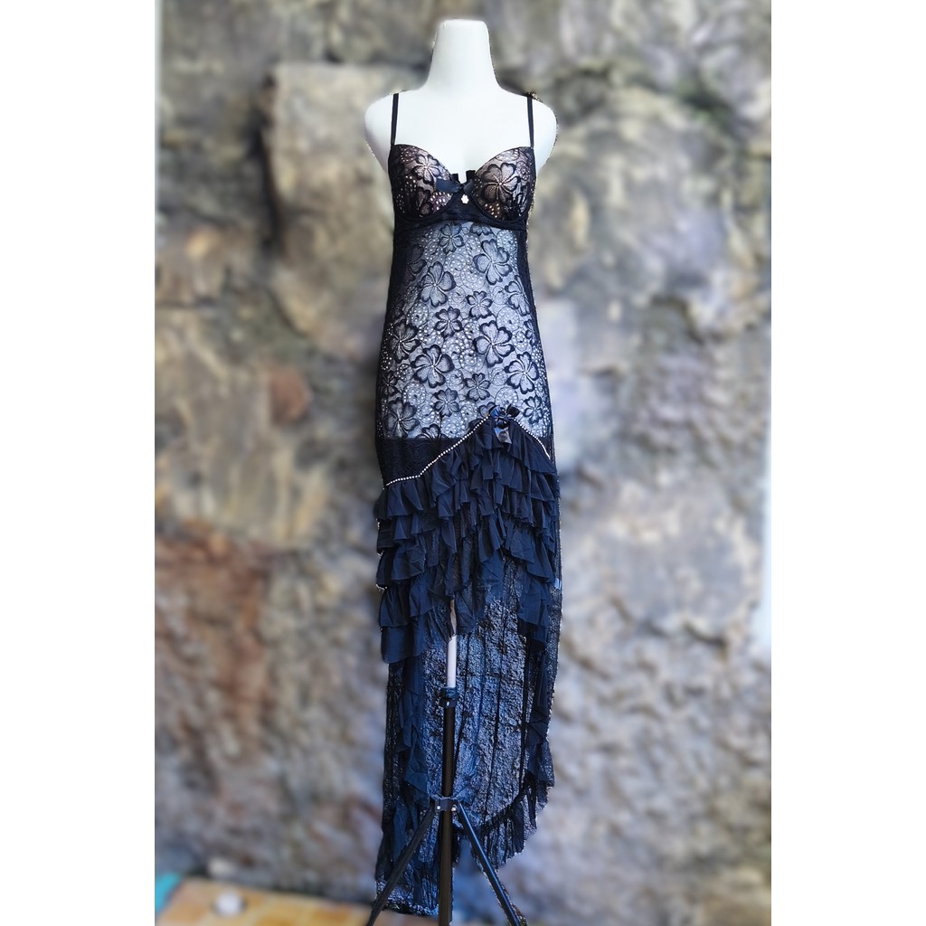 Baju Lingerie Longdress Gaun Sexy Panjang Transparan 938