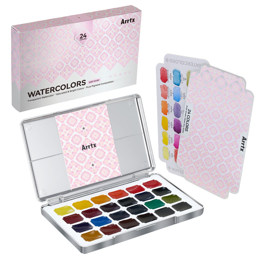 

Arrtx Watercolor Paint Set 24 Vivid Colors, Water Colors Paint Adult Set, Non-toxic, Art Supplies for Adult, Artists, Beginners
