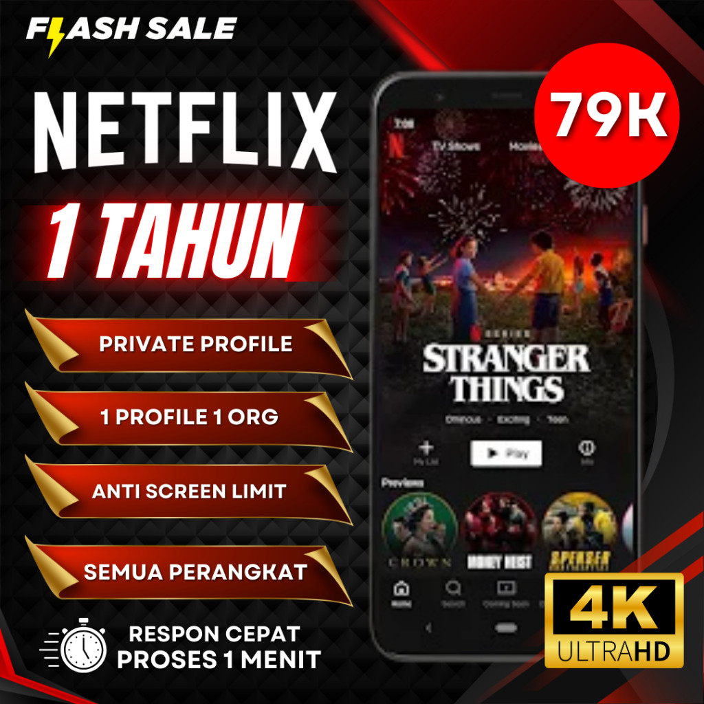 NETFLIX 1 TAHUN PREMIUM TANPA VPN 4KUHD ANTI LIMIT PROMO MURAH BERGARANSI