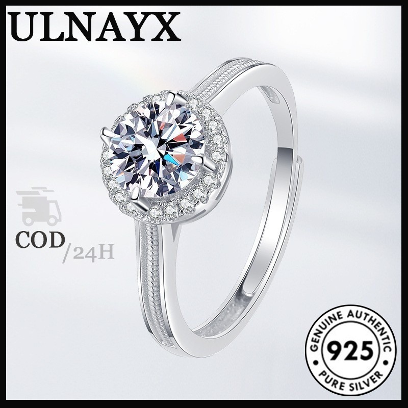 Cincin Zirconia Wanita PT950 Berlian Penuh Bulat