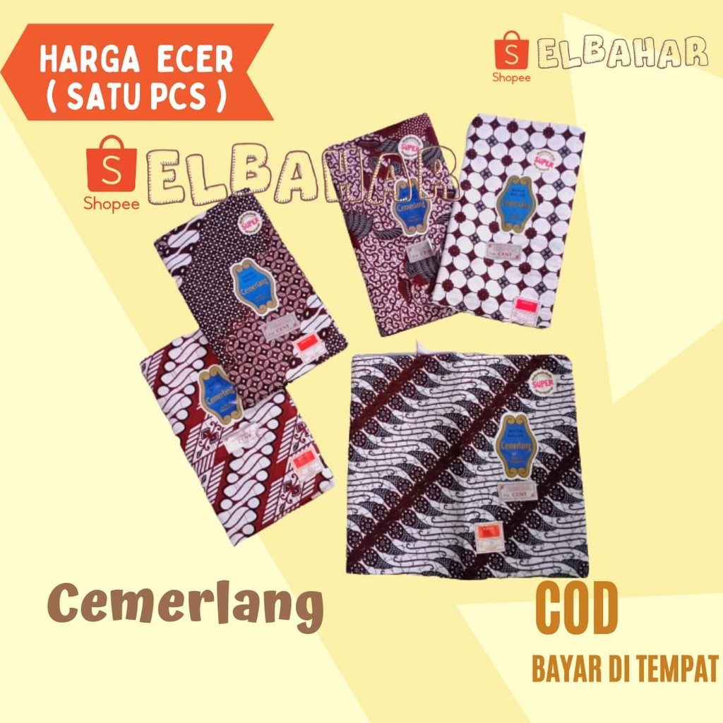 TERLARIS Kain Batik CEMERLANG Putih Jogja Samping Kain Panjang Kebat Tapih Jarit Jarik Katun