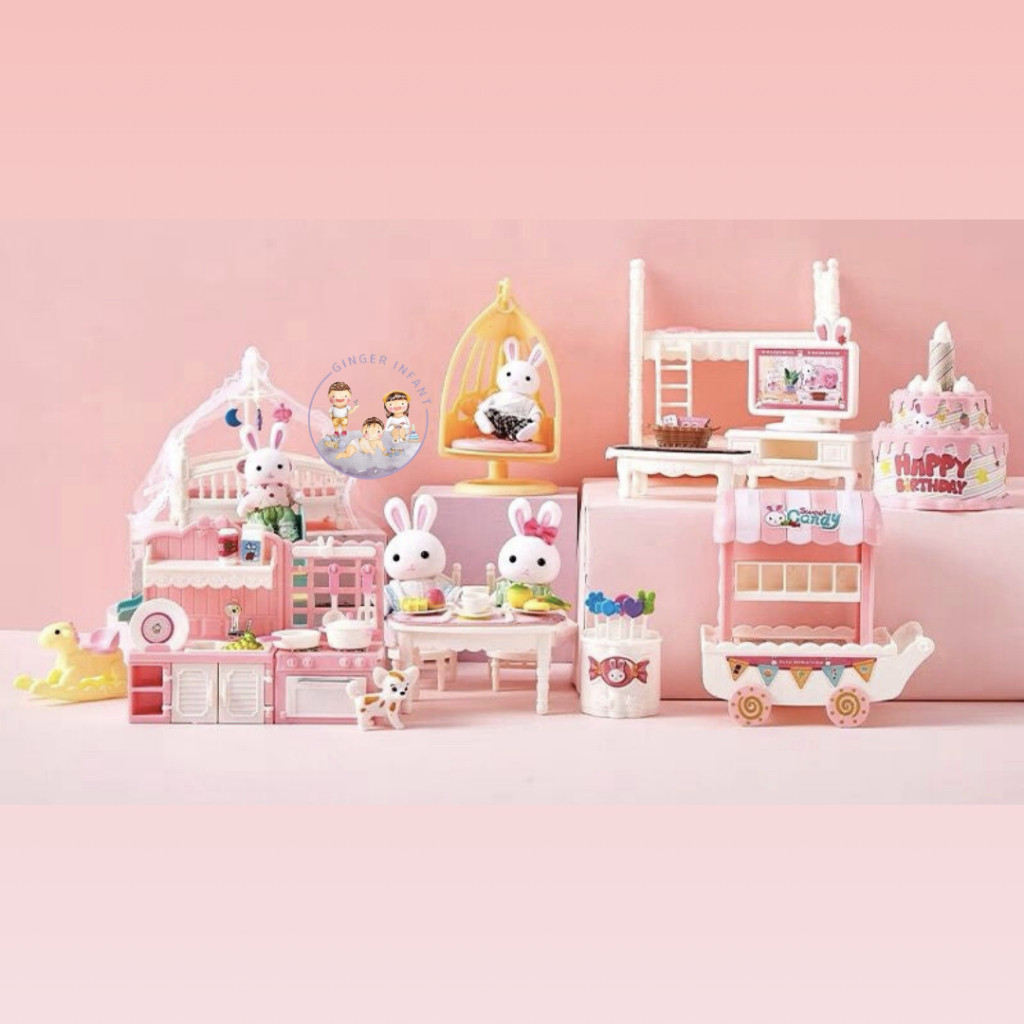 mainan boneka rumah rumahan playhouse doll boneka kelinci pretend play mainan rumah rumahan mainan r